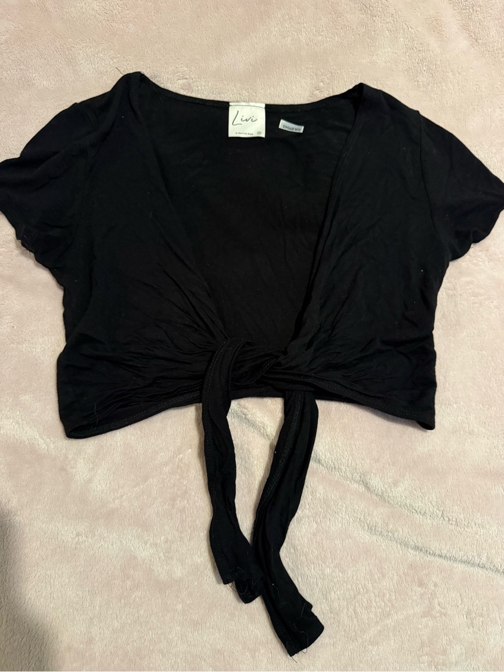 Olivia Rae Black Tie-Front Crop Top